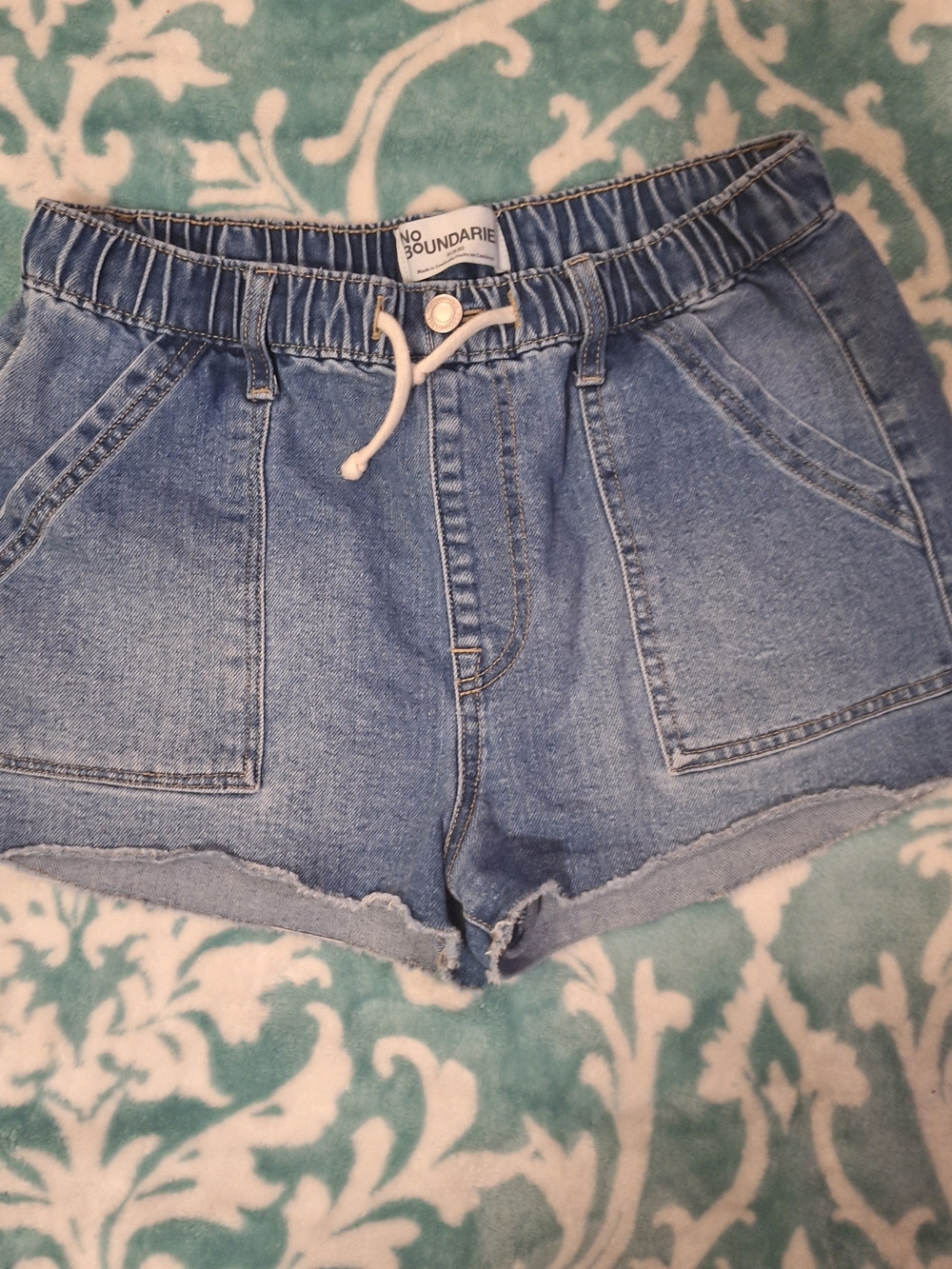 No Boundaries Blue Denim Drawstring Shorts
